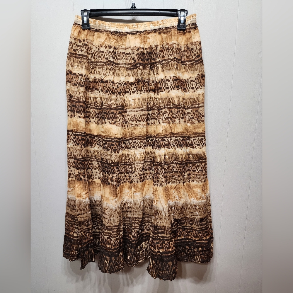 Liz & Co Skirt‎ Medium Broomstick Animal Print Long Stretch Multicolor B353